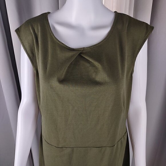 Merona Women's Olive Green Sleeveless, Zipper in Back Dress Size Large - Picture 2 of 11